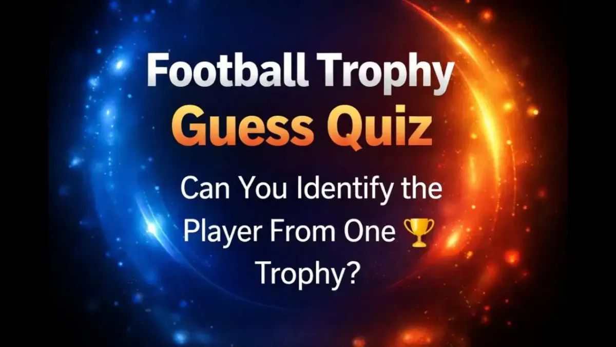 football trophy quiz challenge with glowing abstract stadium style background